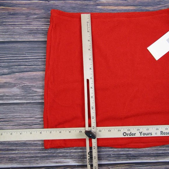 Good American Always Fits Mini Skirt In Bright Poppy Red Stretchy - Picture 9 of 11